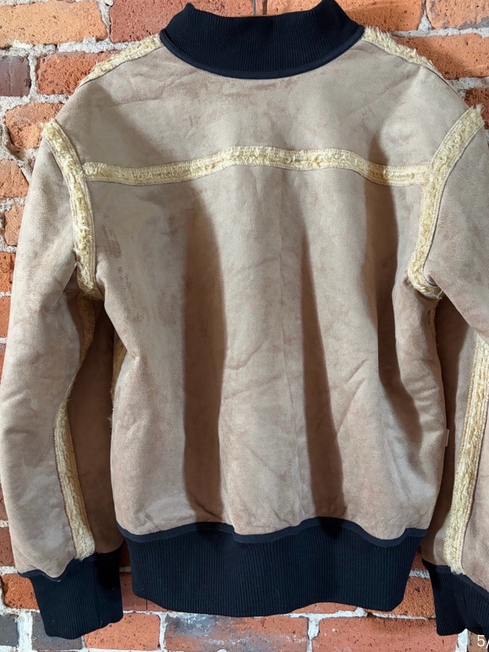 TRIBE KELLEY Relaxed Reversible “BOMBHAIR”  Jacket in Camel/Suede - Picture 3 of 4